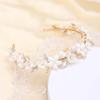 Oriamour Wedding Headbands With Ceramic Flowers Bridal Wedding Headpieces For Women Girls Pearls Headband With Leaves Desgin (Gold) view 3