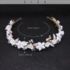 Oriamour Wedding Headbands With Ceramic Flowers Bridal Wedding Headpieces For Women Girls Pearls Headband With Leaves Desgin (Gold) view 4