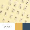 Gold Blue Leaves Press on Nails Medium Square Fake Nails Spring Summer White Matte False Nails Gold Foil Design Acrylic Glossy Artificial Fingernails Spring Stick on Nails for Women 24Pc view 3