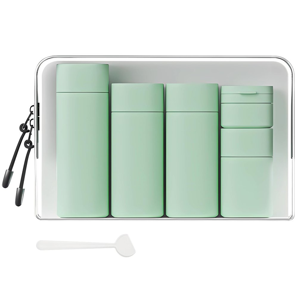 Suteng Travel Bottles for Toiletries, 5 Pack Travel Size Containers, TSA Approved Leak Proof - Silicone Toiletry Containers with Clear Bag for Shampoo, Conditioner & Lotion, Travel Essentials (Green)