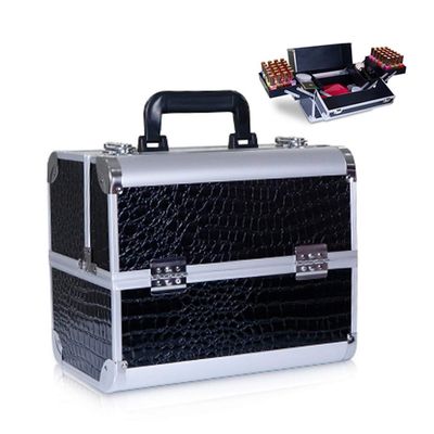BELWEIS Tool Box Organizer Toolbox Makeup Train Case Professional Cosmetic Box Portable Aluminum Makep Box with Foldable 4 Trays and 2 Lock and Buckle Toolbox for Tools, Gray