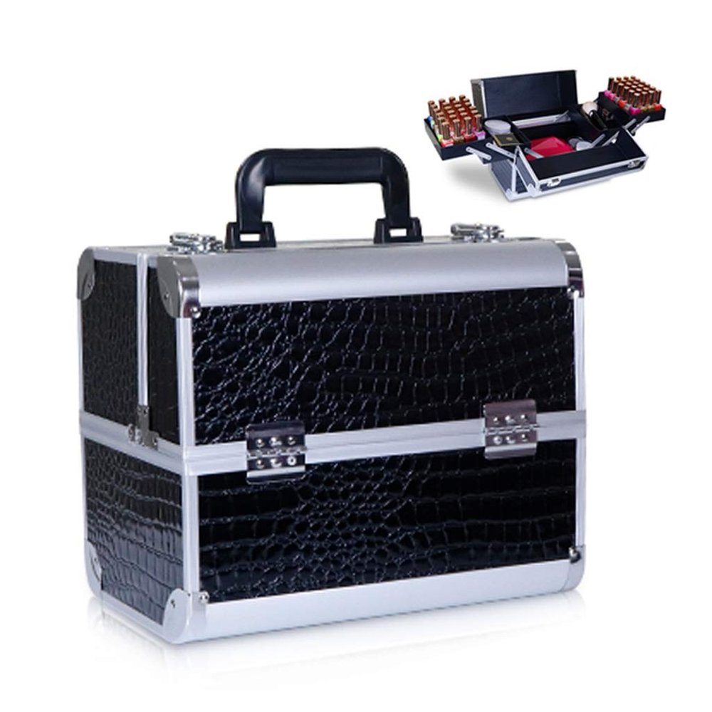 BELWEIS Tool Box Organizer Toolbox Makeup Train Case Professional Cosmetic Box Portable Aluminum Makep Box with Foldable 4 Trays and 2 Lock and Buckle Toolbox for Tools, Gray