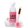 Lash Shampoo for Lash Extensions 60 Ml/2fl.oz Eyelash Extension Cleanser Oil Free Lash Cleanser for Eyelash Care, Gentle Foaming Eyelash Shampoo with Brush for Salon Home Care (Rose 60ml) view 1