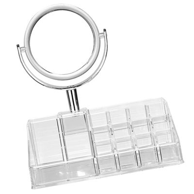 2pcs lip balm containers shelf bracket nail organizer Lipstick Display lipstick stand acrylic lipstick rack mirror Stora (25.5x22.5cm Transparent)