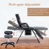 Brisca Massage Salon Tattoo Chair with Two Trays,Esthetician Bed W/Hydraulic Stool and Multi-Purpose 3-Section Facial Table,for Barber,Mani-pedis,Spa,Black view 4