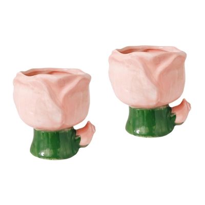 5pcs Makeup Brush Storage Container Makeup Brush Holder Pen Holder Pencil Holder Makeup Brush Container Makeup Brush Pot Vintage Small Shelf Ceramics Penholder Pink (Pinkx2pcs 9.50X8.80X7.50CMx2pcs)