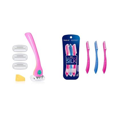Billie Women's Razor Kit with 4 Refills + Magnetic Holder Bundle with Schick Hydro Silk Dermaplaning Tool with Precision Cover, 3ct