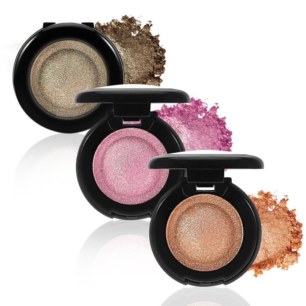 Apooliy Single Glitter Eyeshadow Powder,Highly Pigmented Cream Shimmer Eye shadow,Waterproof Long Wear Purple Pressde Eyeshadow