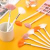 9 Pieces Facial Fan Mask Brushes, Soft Facial Applicator Brushes Tools for Peel Glycolic Makeup for Mud Cream(Pink,Yellow,White) view 4