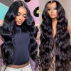 20 Inch Body Wave Lace Front Wigs Human Hair For Black Women 136 HD Transparent Lace Front Wig Natural Black Color 180% Density Pre Plucked With Baby Hair view 1