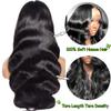 20 Inch Body Wave Lace Front Wigs Human Hair For Black Women 136 HD Transparent Lace Front Wig Natural Black Color 180% Density Pre Plucked With Baby Hair view 2