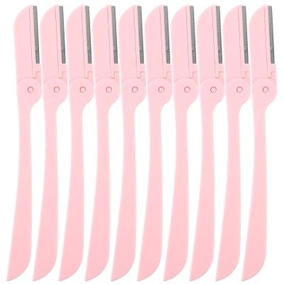Beaupretty 10pcs Foldable Eyebrow Razors for Women Stainless Steel Trimmers Protective Design for Safe Shaving Compact Makeup Tools for Travel and Personal Grooming