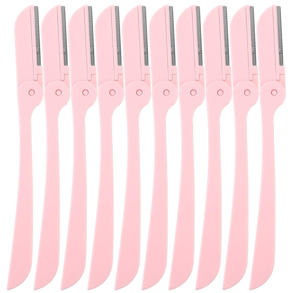 Beaupretty 10pcs Foldable Eyebrow Razors for Women Stainless Steel Trimmers Protective Design for Safe Shaving Compact Makeup Tools for Travel and Personal Grooming