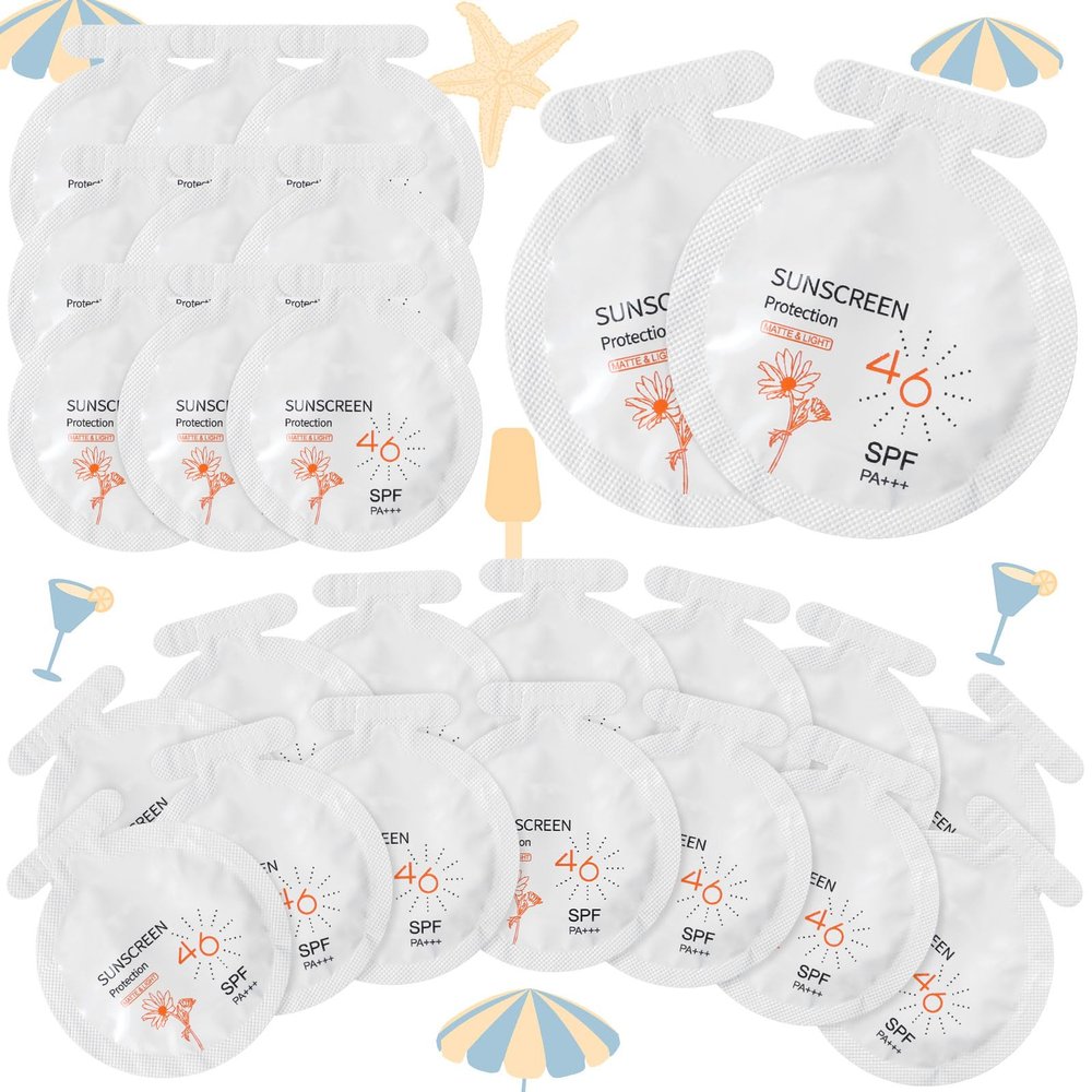 Heigble 150 Pcs Sunscreen Bulk Mini Travel Size Sunscreen Packets SPF 46+ Summer Party Gifts for Women Girl