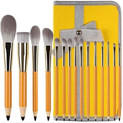 15 Beginners Set New Loose Powder Foundation Brush Eye Shadow Makeup Tools-Professional Makeup Brushes Essential Cosmetics with Case Ideal gift