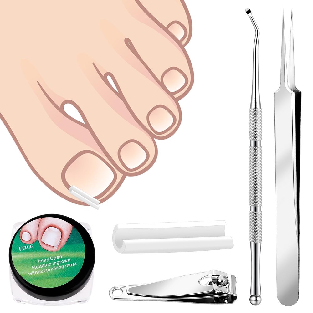 Jeffdad Ingrown Toenail Treatment Kit, 60 Pcs Ingrown Toenail Corrector Strips with Ingrown Toenail Lifter And Nail Clipper, Easy Use Ingrown Toenail Removal Tools