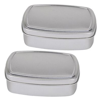 Ciieeo 2pcs Portable Travel Soap Cases Aluminum Soap Makeup Box Earphone Storage