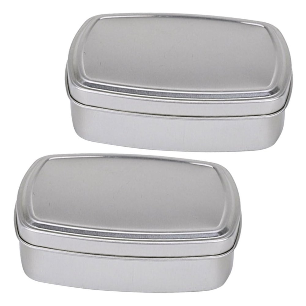 Ciieeo 2pcs Portable Travel Soap Cases Aluminum Soap Makeup Box Earphone Storage