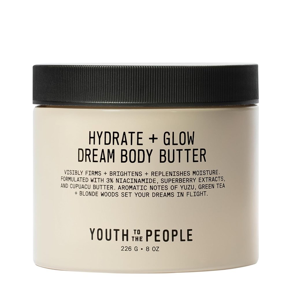 Youth To The People Superberry Hydrate + Glow Dream Body Butter - 3% Niacinamide + Jojoba Oil, Shea Butters, Yuzu + Green Tea + Blonde Woods Scented Body Lotion, Firming Moisturizer - 8 fl oz