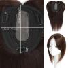 Hair Toppers for Women Straight Hair Topper for Woman with Hair Loss, Clip In Topper Hair Piece with Bangs Natural Remy Hair 12X13cm Lace Base Hair Topper with Bangs Hair Toppers for Women Real Human view 3