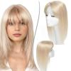 Hair Toppers for Women Straight Hair Topper for Woman with Hair Loss, Clip In Topper Hair Piece with Bangs Natural Remy Hair 12X13cm Lace Base Hair Topper with Bangs Hair Toppers for Women Real Human view 4