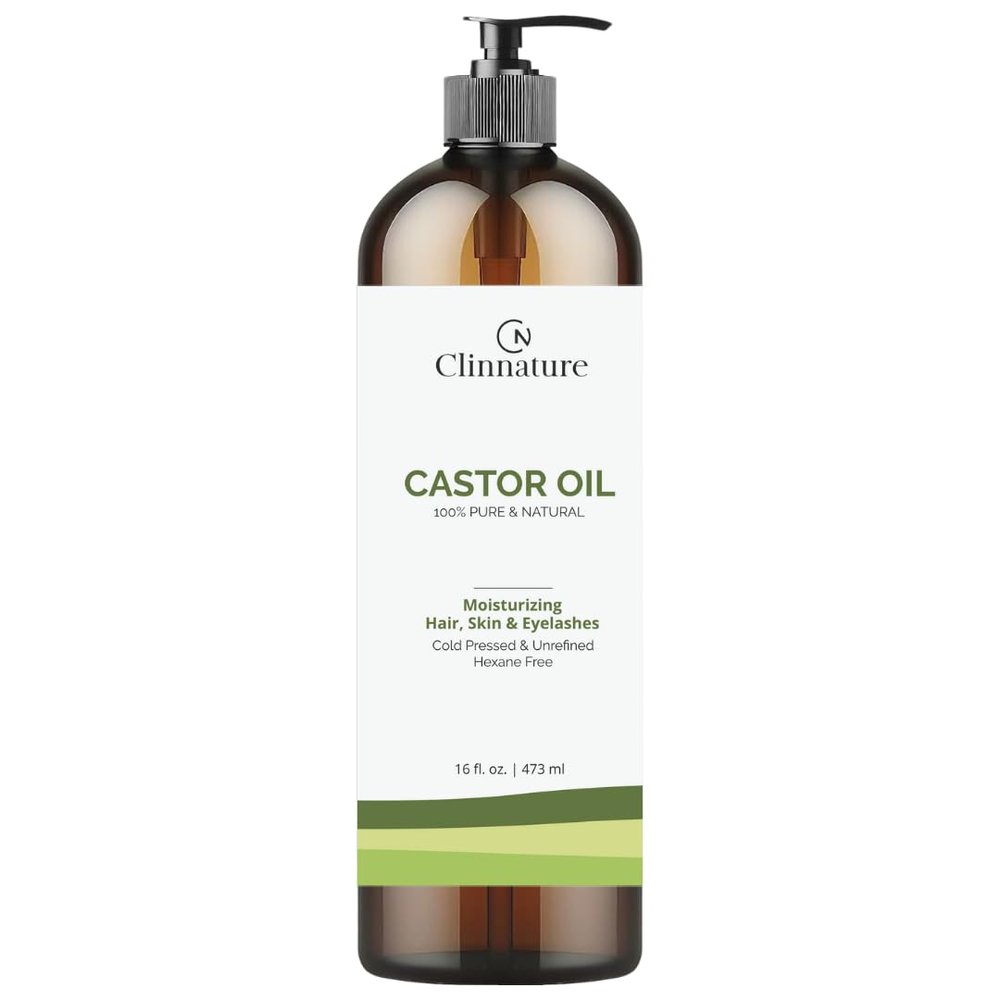 Castor Oil 16 oz for Hair & Eyelash Growth | Aceite de Ricino Grande Cold-Pressed, Hexane-Free, Large Glass Bottle with Dropper