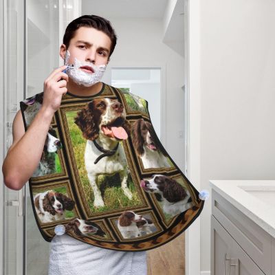 English Springer Spaniel Dog Beard Bib Hair Catcher For Men Shaving,Men Beard Apron Gift For Fathers Day/Anniversary/Valentines Day/Christmas
