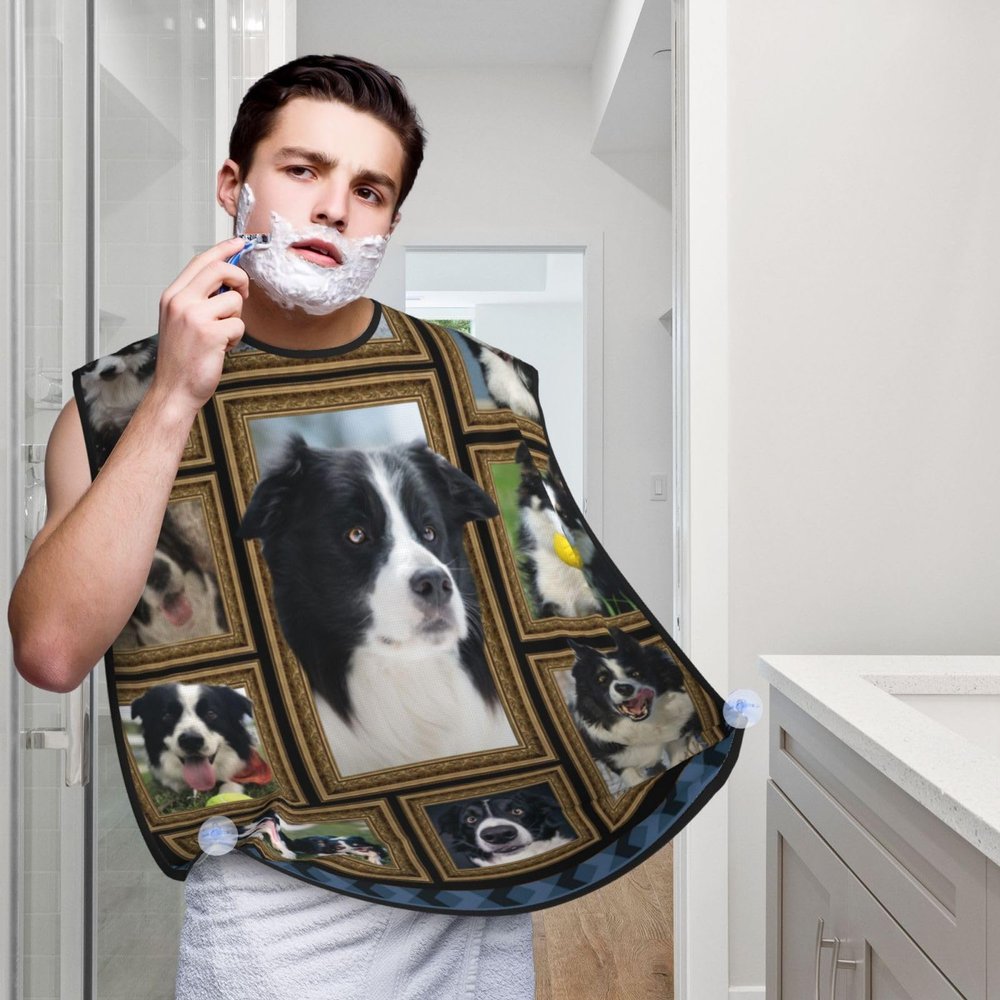 Border Collie Dog Beard Bib Hair Catcher For Men Shaving,Men Beard Apron Gift For Fathers Day/Anniversary/Valentines Day/Christmas