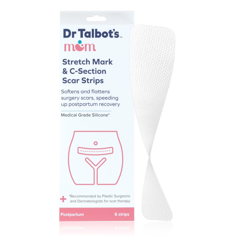 Dr. Talbot's Mom Stretch Mark & C-Section Scar Strips - Medical Grade Silicone Scar Strips to Soften and Flatten Surgical Scars - 6 Count (60-Day Supply)