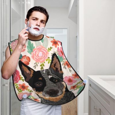 Australian Cattle Dogs Floral Boho Flowers Beard Bib Hair Catcher For Men Shaving,Men Beard Apron Gift For Fathers Day/Anniversary/Valentines Day/Christmas