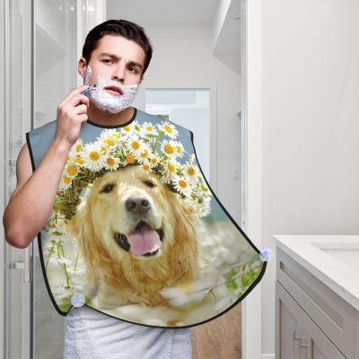 Golden Retriever Dog Beard Bib Hair Catcher For Men Shaving,Men Beard Apron Gift For Fathers Day/Anniversary/Valentines Day/Christmas
