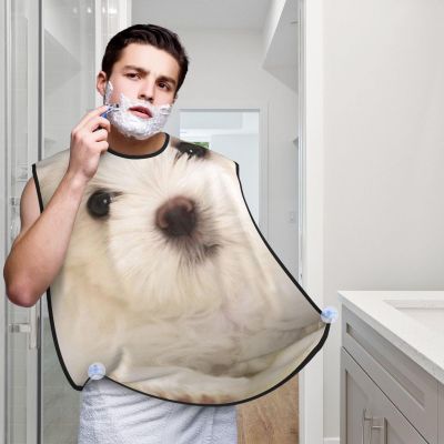 Cute Maltese Puppy Beard Bib Hair Catcher For Men Shaving,Men Beard Apron Gift For Fathers Day/Anniversary/Valentines Day/Christmas