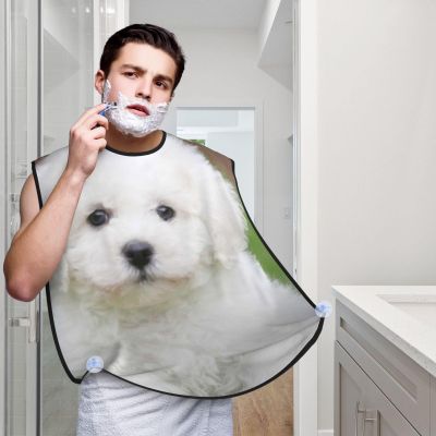 Bichon Frise Dog Beard Bib Hair Catcher For Men Shaving,Men Beard Apron Gift For Fathers Day/Anniversary/Valentines Day/Christmas