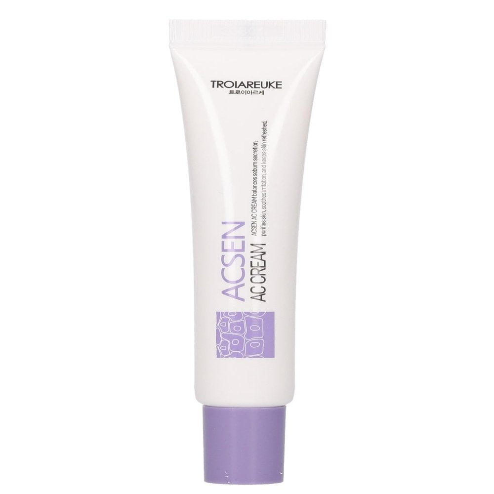 ACSEN AC Cream, Hydrating Moisturizer, Reduce Excess Sebum with Centella Asiatica, Eggplant Extract, Tea Tree Extract, Oily, Sensitive, Combination, Acne Prone Skin, Korean Skin Care, K-Beauty