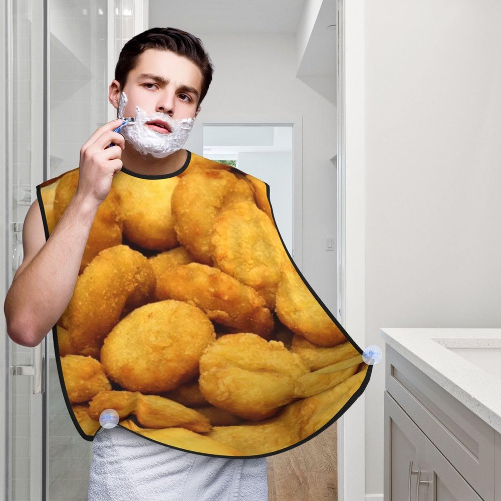 Chicken Nuggets Beard Bib Hair Catcher For Men Shaving,Men Beard Apron Gift For Fathers Day/Anniversary/Valentines Day/Christmas