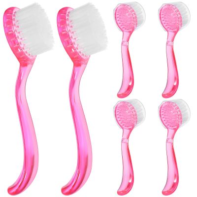 Baluue Horn Brush 6Pcs Set Facial Cleansing Brush with Soft Round Head and Protective Cap for Gentle Exfoliating and Nail Cleaning 5.12 Inch Portable Tool
