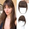 NAYOO Bangs Hair Clip- Brown Fake Bangs 100% Real Human Hair Extensions French Bangs for Women Fringe with Temples Hairpieces Curved Bangs for Daily Wear view 1