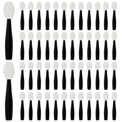 50PCS Disposable Eye Shadow Sponge Applicators, Mini Dual Sided Eyeshadow Brush Set Portable Travel Eye Shadow Applicator Sticks Multipurpose Lips Eye Makeup Brushes with Sponge Tip for Women Girls