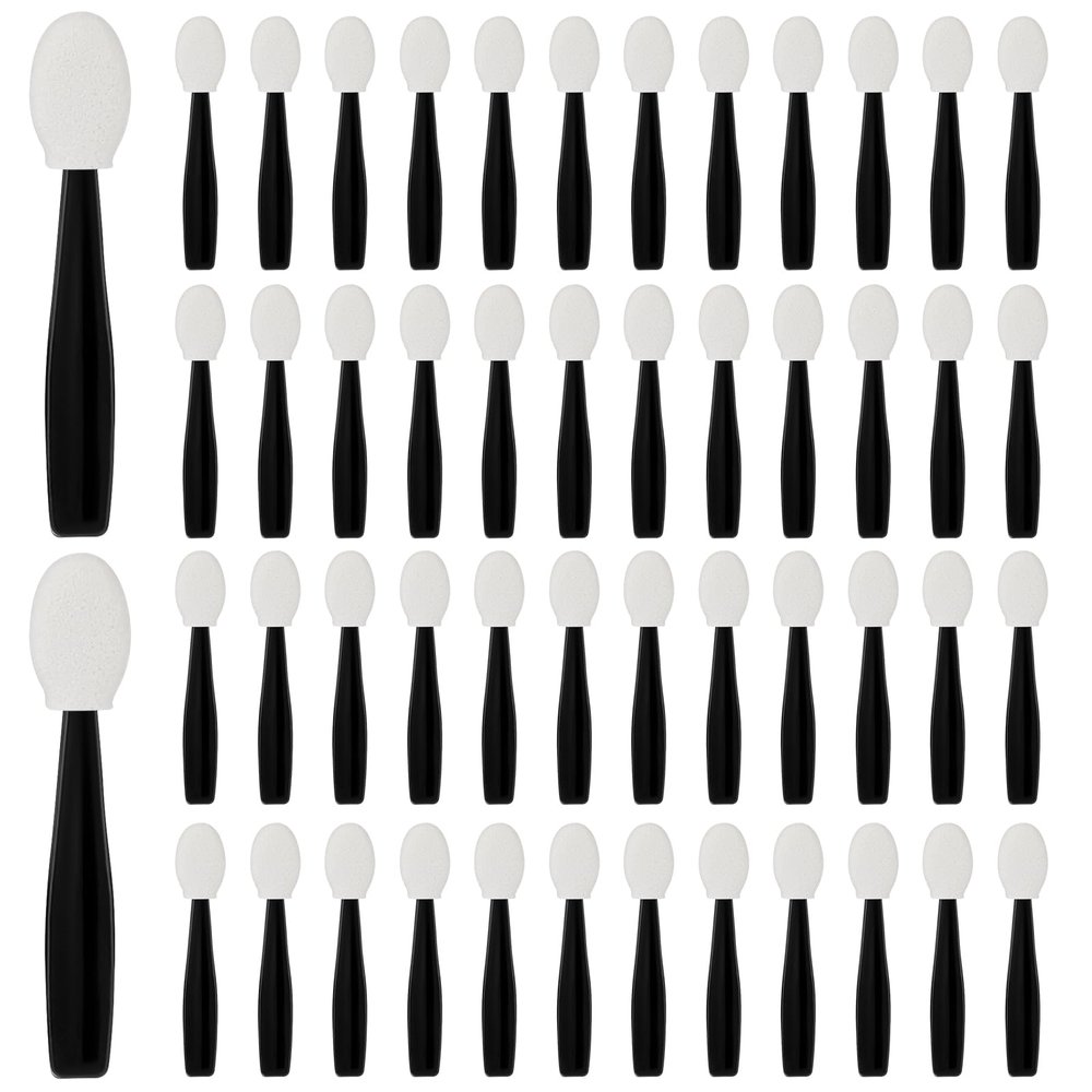 50PCS Disposable Eye Shadow Sponge Applicators, Mini Dual Sided Eyeshadow Brush Set Portable Travel Eye Shadow Applicator Sticks Multipurpose Lips Eye Makeup Brushes with Sponge Tip for Women Girls