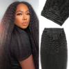 Straight Clip in Human Hair Extensions 110g 8Pcs with 18Clips Full Head for Black Women Natural Black Brazilian Clip in Hair Extension Human Hair Kinky Straight Clip Ins for Women1B 18Inch view 1