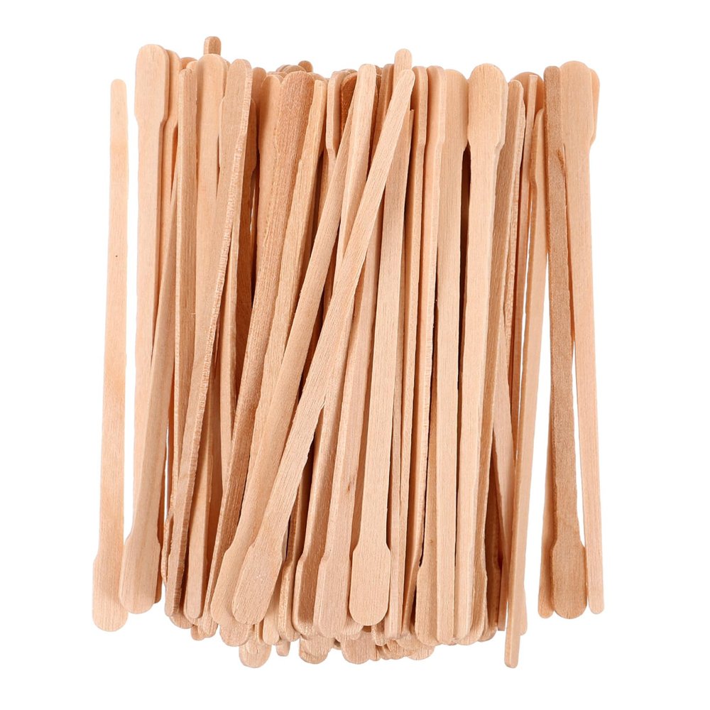 HAKIDZEL 100pcs Waxed Stick Hair Wax Remover for Face Body Hair Removal Device Flat Spreader End