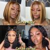 13x4 Lace Front Bob Wigs Human Hair 200 Density HD Transparent Lace Bob Wig for Women 14 inch Short Straight Bob Lace Frontal Wigs Glueless Pre Plucked With Baby Hair Straight Bob Wig Natural Color view 4