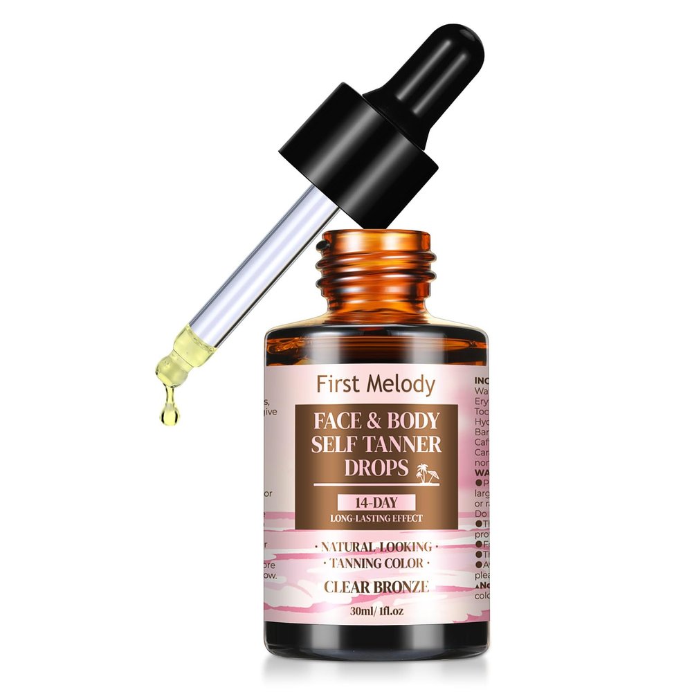 Face Tanning Drops to Add to Lotion,14 Day Long Lasting Effect Face Self Tanner Bronzing Drops, Natural Organic Ingredients, Quick Tan Drops, Self Tanning Drops for Face and Body