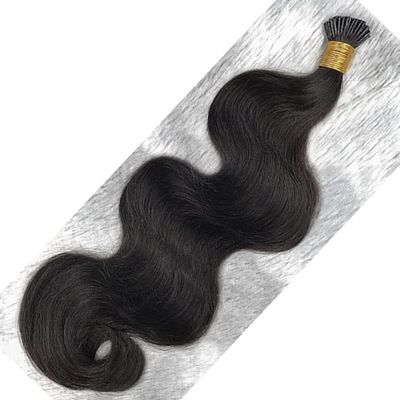 100% Human Hair I Tip Body Wave Extensions Bundles Microlinks Hair Extensions Wavy 100 strands 90g itip Hair for Black Woman Natural Color (100 Strands 1Bundle, 20inch)