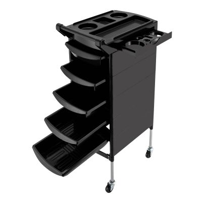 5 Drawers Salon Rolling Trolley Cart, Salon Trolley w/Mobile Wheel Salon Roller Trolley Stand Beauty Instrument Tray Rolling Cart (Black)