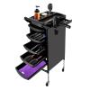5 Drawers Salon Rolling Trolley Cart, Salon Trolley w/Mobile Wheel Salon Roller Trolley Stand Beauty Instrument Tray Rolling Cart (Black) view 2