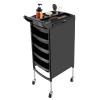 5 Drawers Salon Rolling Trolley Cart, Salon Trolley w/Mobile Wheel Salon Roller Trolley Stand Beauty Instrument Tray Rolling Cart (Black) view 3