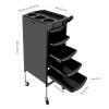 5 Drawers Salon Rolling Trolley Cart, Salon Trolley w/Mobile Wheel Salon Roller Trolley Stand Beauty Instrument Tray Rolling Cart (Black) view 4