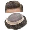 PUNRU HAIR Hair Systems For Men Monofilament Mens Toupee Human Hair Replacement System Toupee For Men Men Hair Pieces NPU Hair Pieces For Men6x8 Medium light density#240 2# DARKEST BROWN+40% GREY view 1