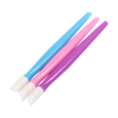 Coufce 6pcs Professional Nail Cuticle Pusher Set Hard Rubber Tipped Tools with Plastic Handles Suitable for Men and Women(Pink, Purple, Blue)